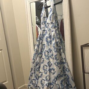 Vintage Floral Halter Prom Dress